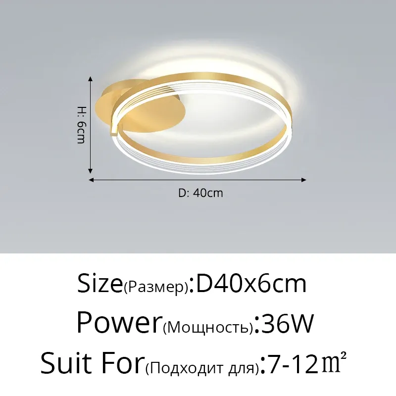 3 Cores sem controle remoto Ouro D40x6cm 36W