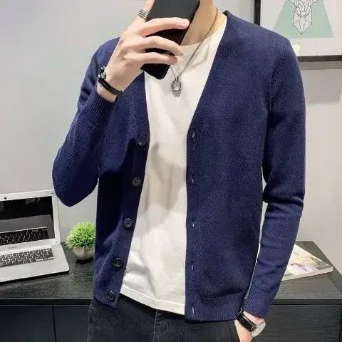 dark blue cardigan