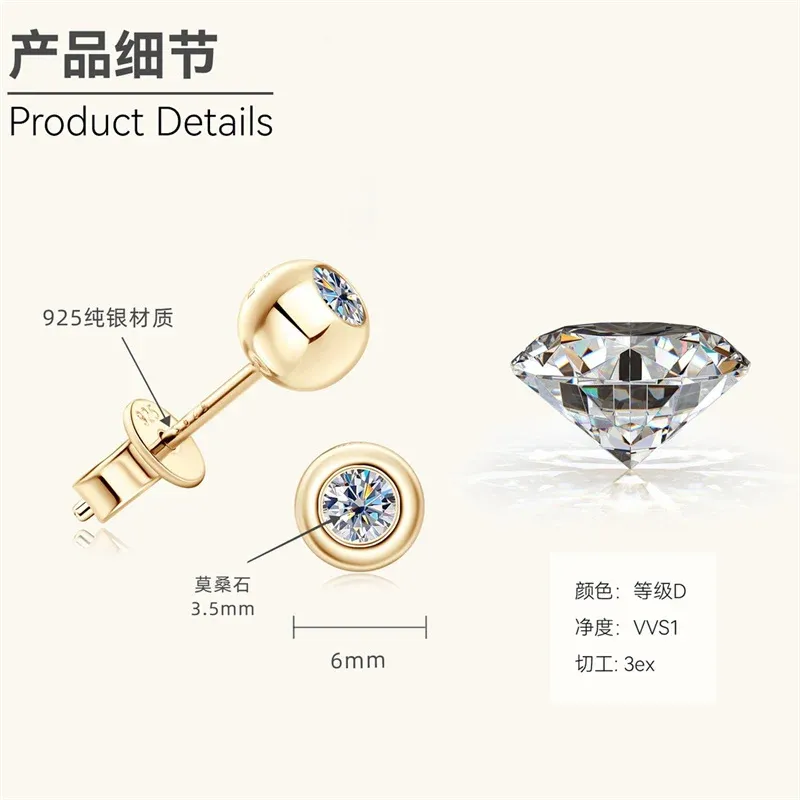 Moissanite 0,2ctx2 China Gold