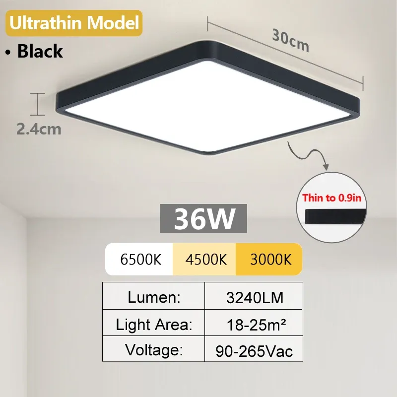 Koud Wit China Ultradun Zwart-36W