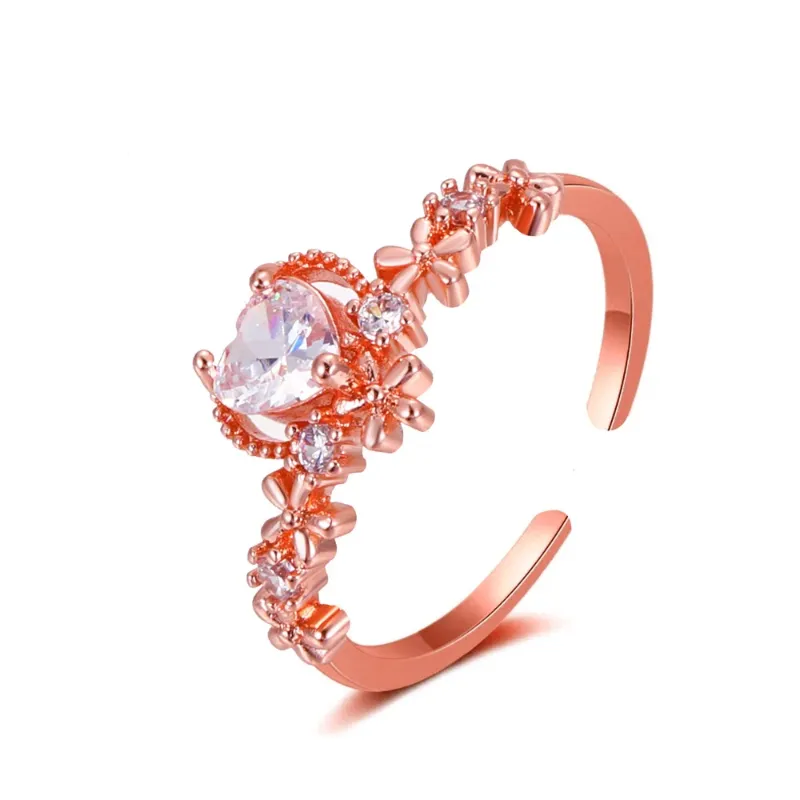 Anillo Corazón de Oro Rosa