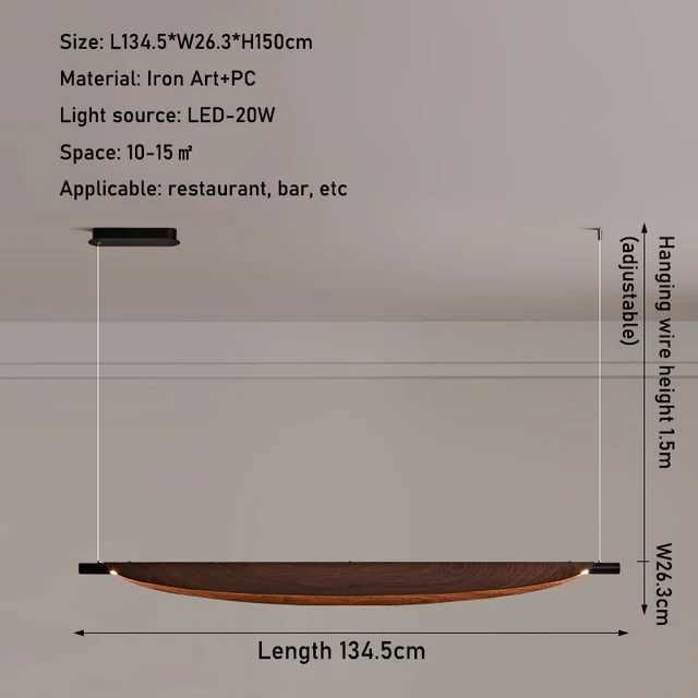 Pendente L134,5cm-Luz Quente Sem Controle Remoto