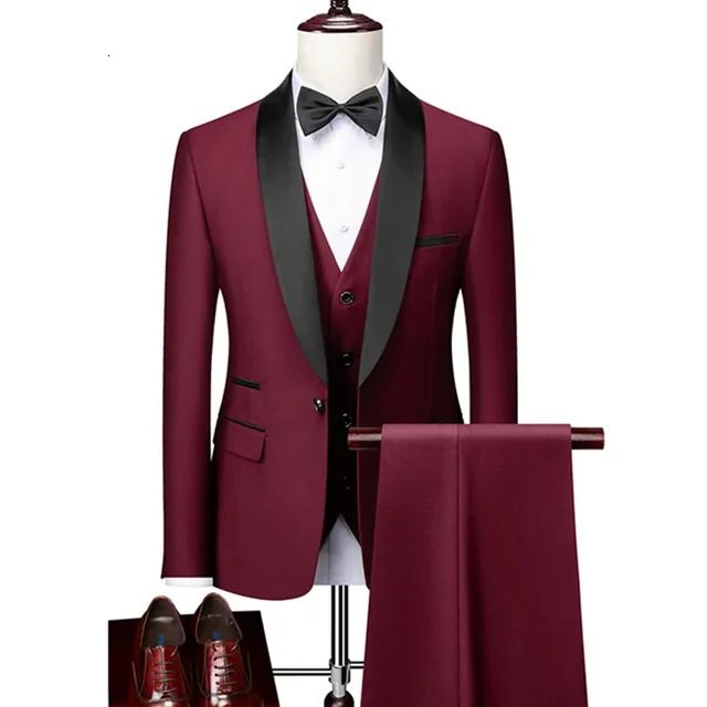 3 Pcs Set Wine Red