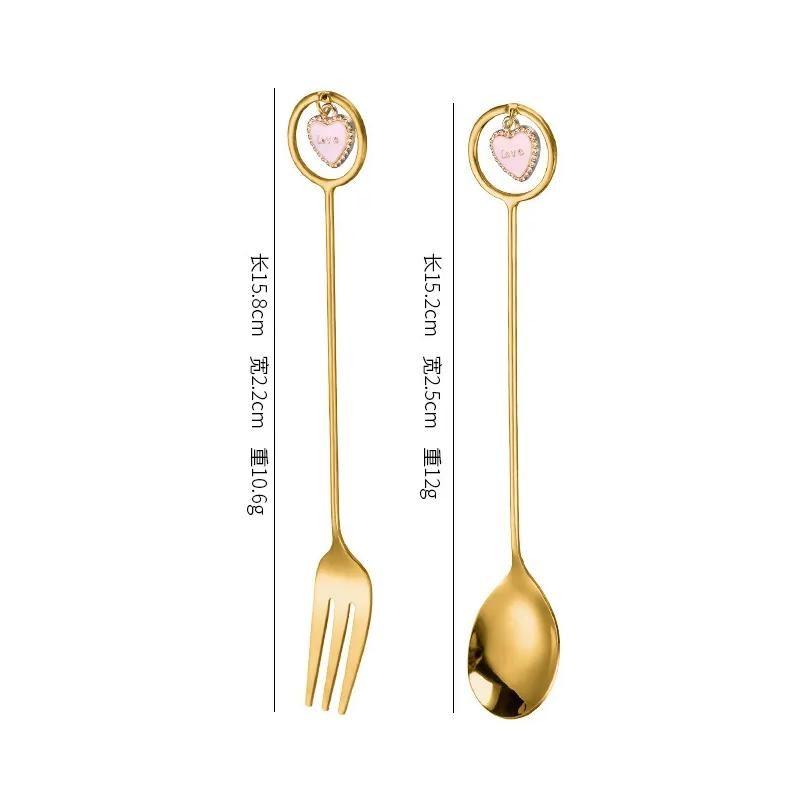 Gold Heart Fork and Spoon