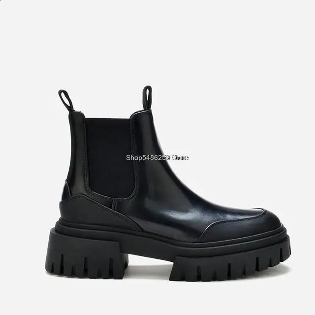 Chelsea Feamle Autumn Winter Ankle Women Thick Bottom Platform Shoes Ladies Knitted Fashion Short Boots 240810_voghion.com
