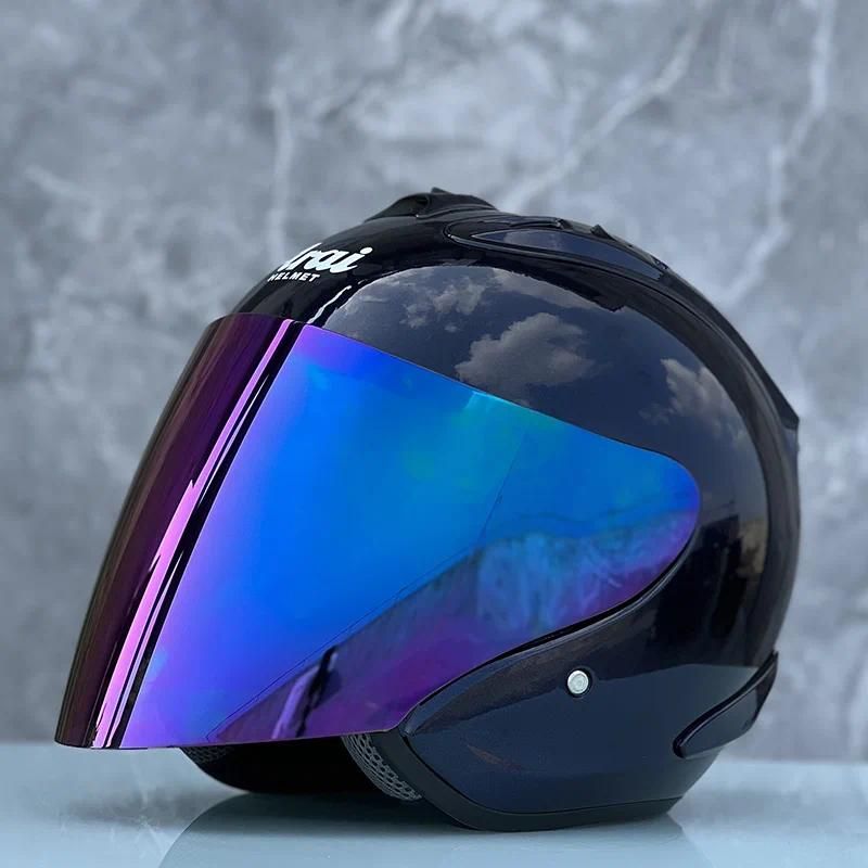 with rainbow visor