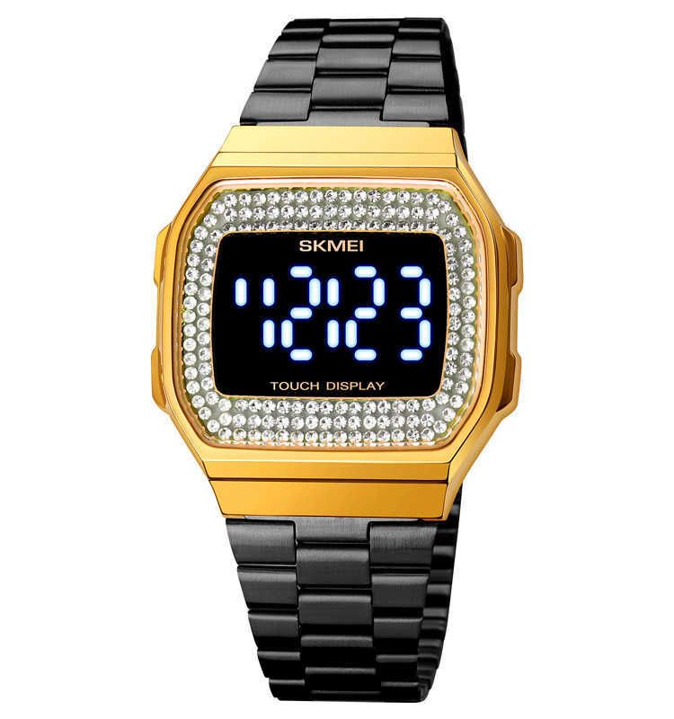 Gold-black-Pu Digital Watch