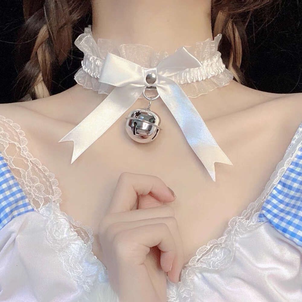 Big Bell Bow Collar - White