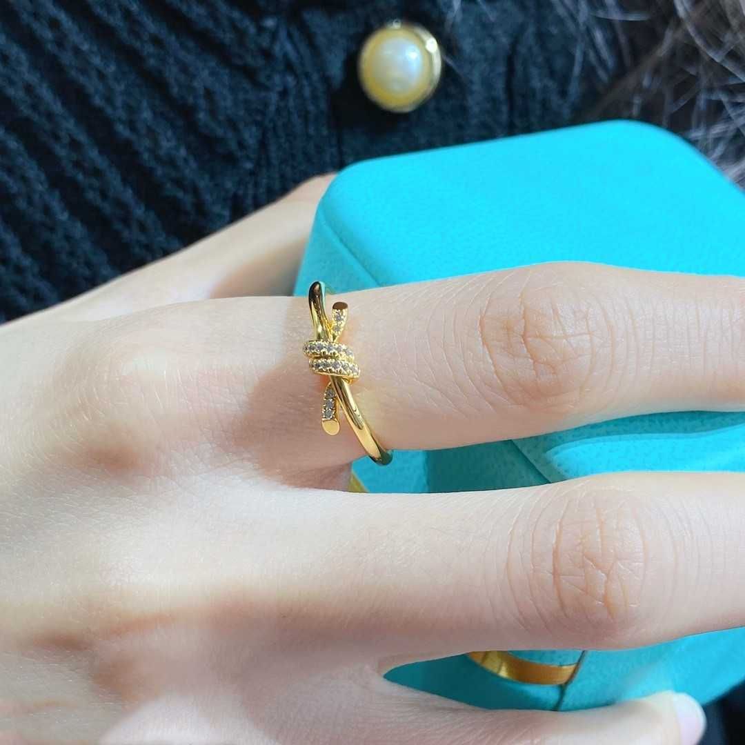 Gold Band Diamond Knot Ring