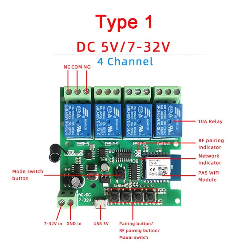 Couleur:Carte 4CH 7-32V