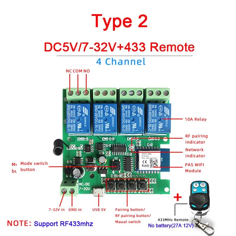 اللون: 7-32V RF433