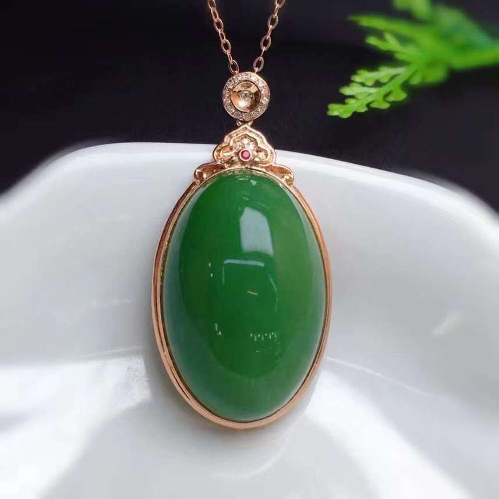 18k guld 18x27mm nephrite jasper jade