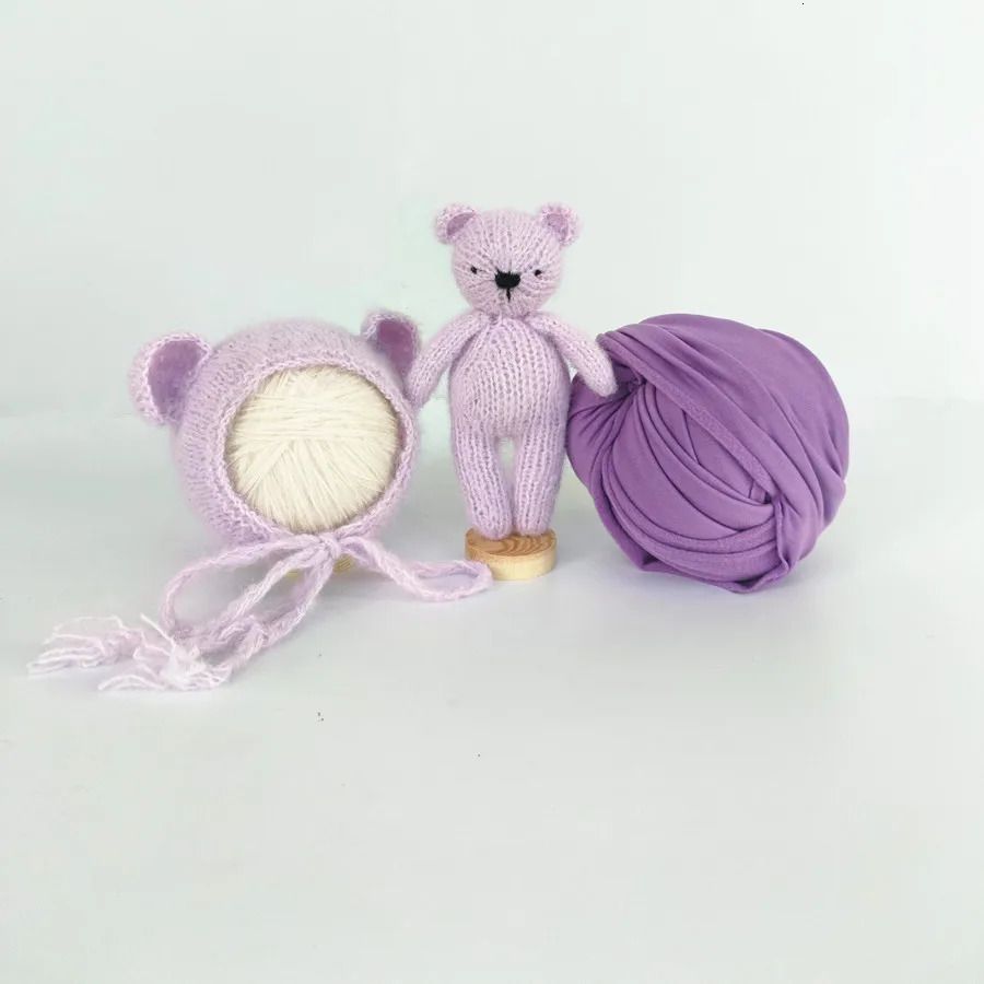 3PCS Purple Bear-Polyester-Newborn Rozmiar