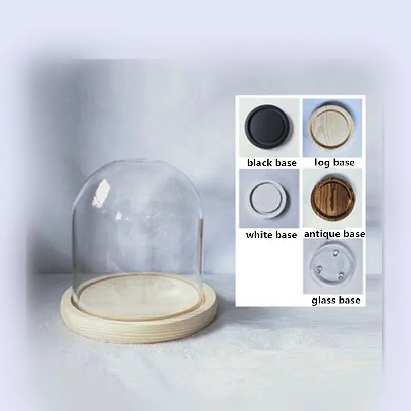 2sets glass dome with black base