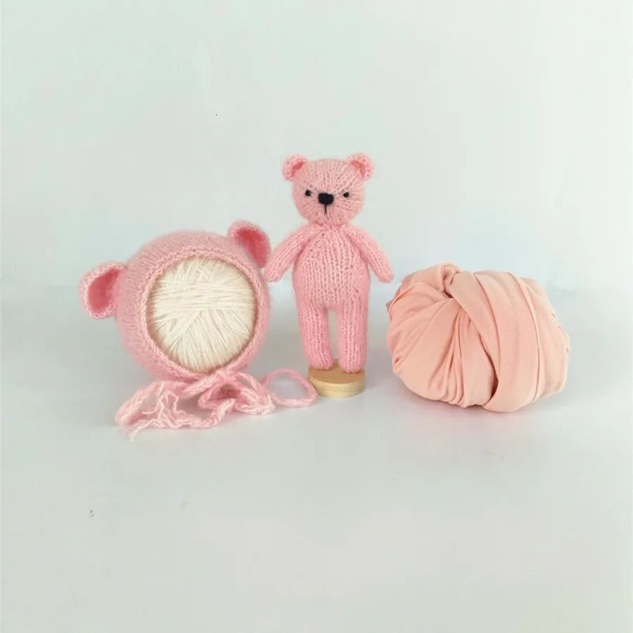3PCS różowy niedźwiedź-polyester-newborn rozmiar