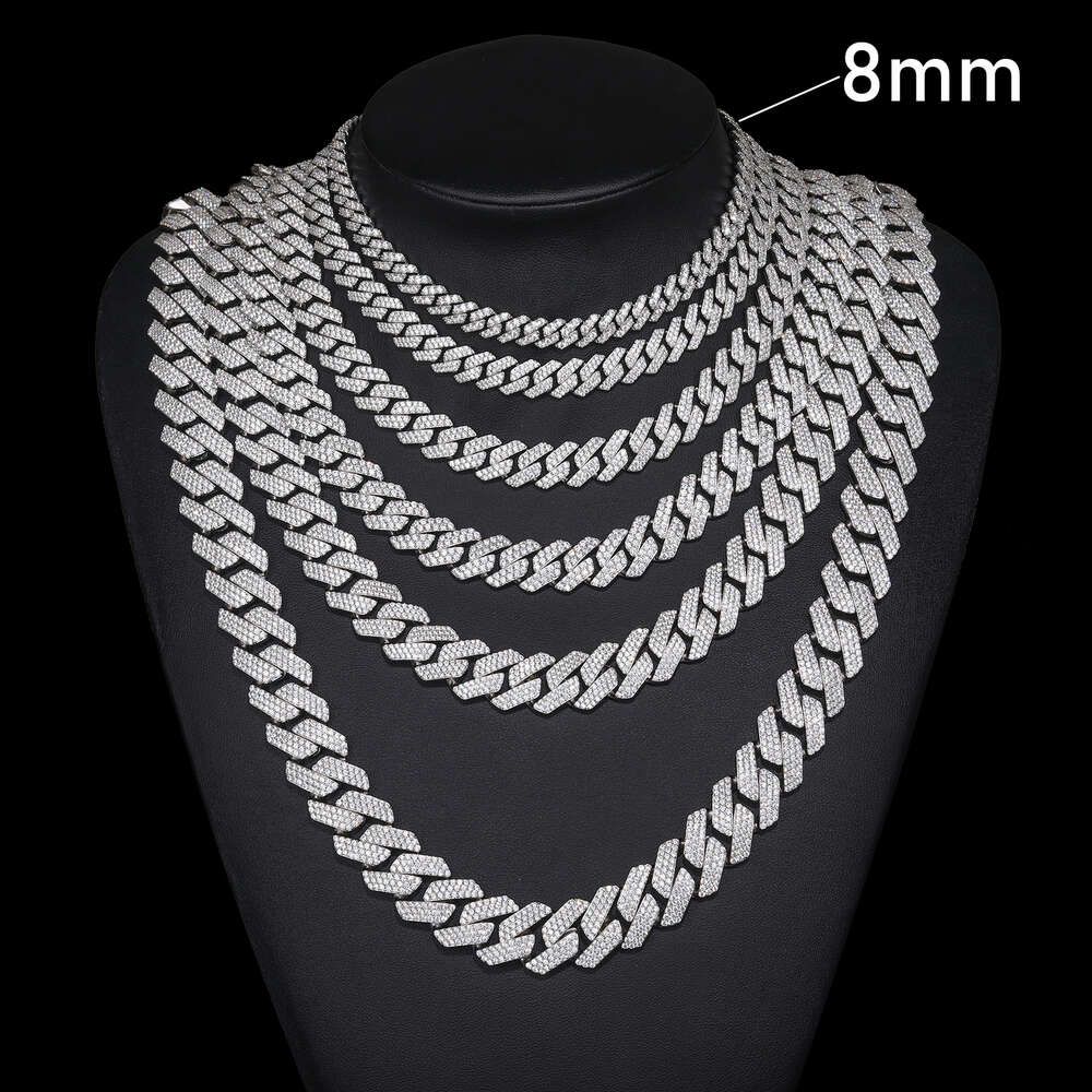 8mm 1 row-White Gold-16Inches