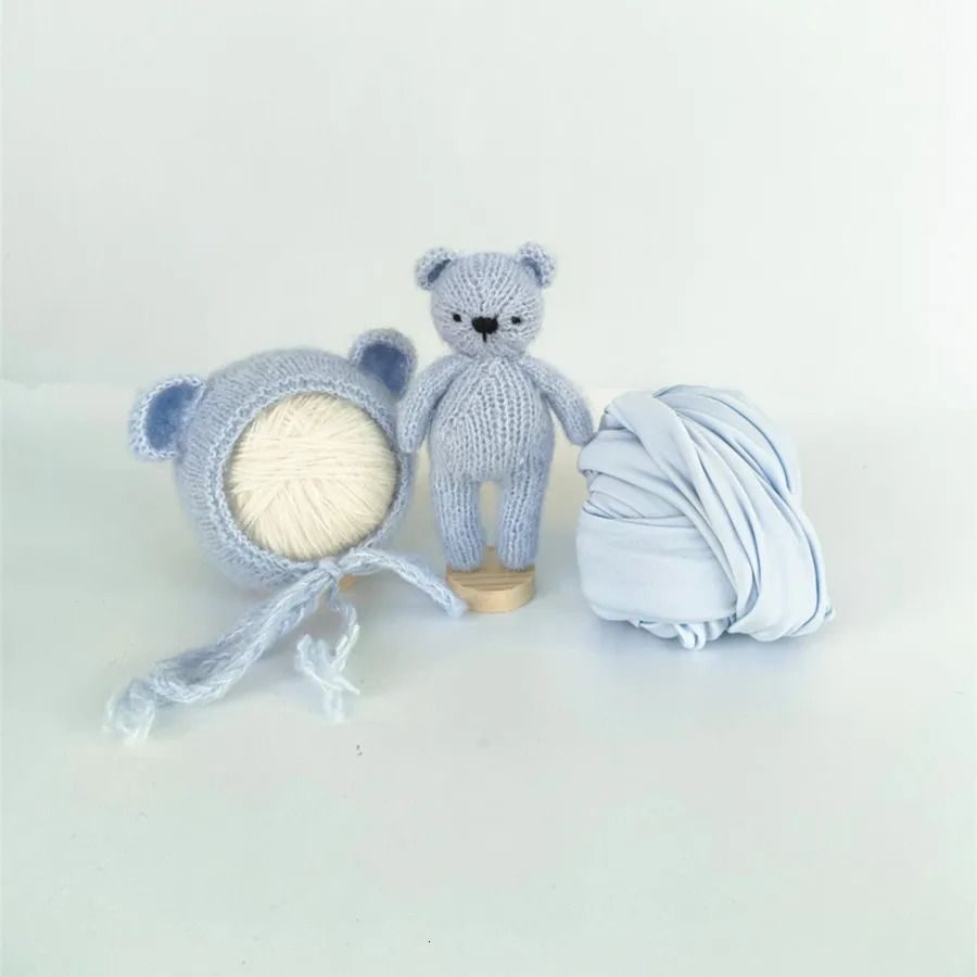 3PCS Blue Bear-Polyester-Newborn Rozmiar