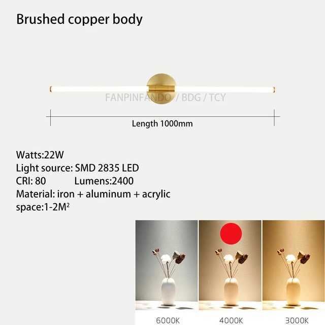 Geborsteld Koper 100cm-Neutraal Licht 4500k