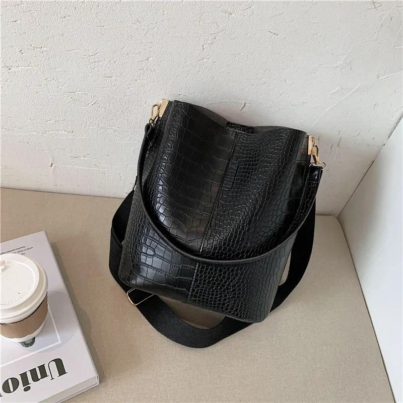 black bucket bag