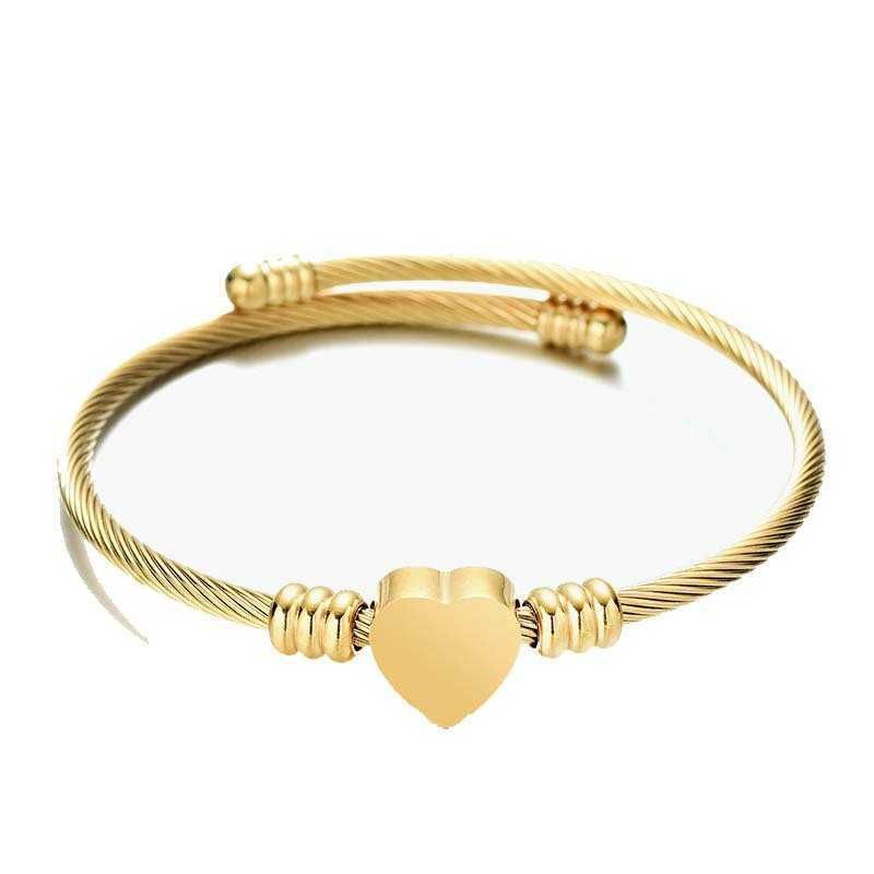 Peach Heart Wire Rope Bracelet - Gold