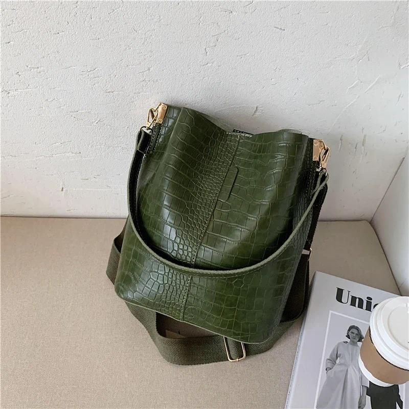 green bucket bag