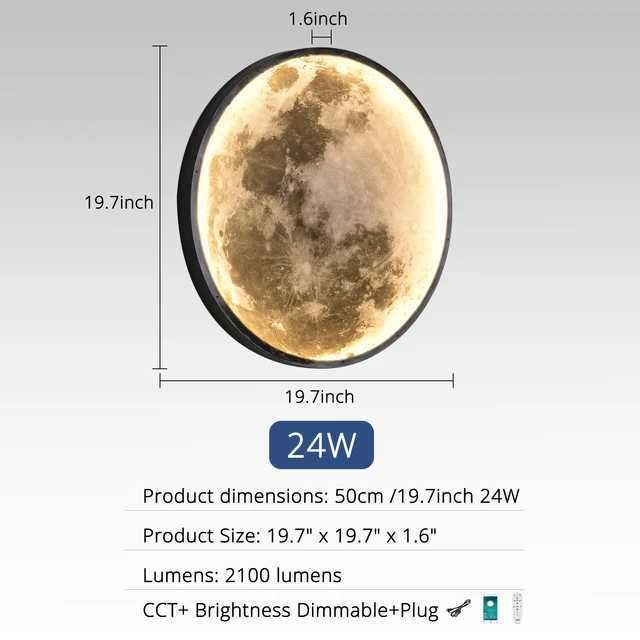 Księżyc 50 cm z wtyczką z zdalnym