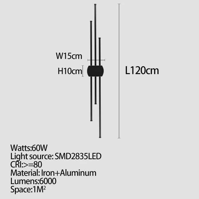 Svart L120cm-cool vit 6000k