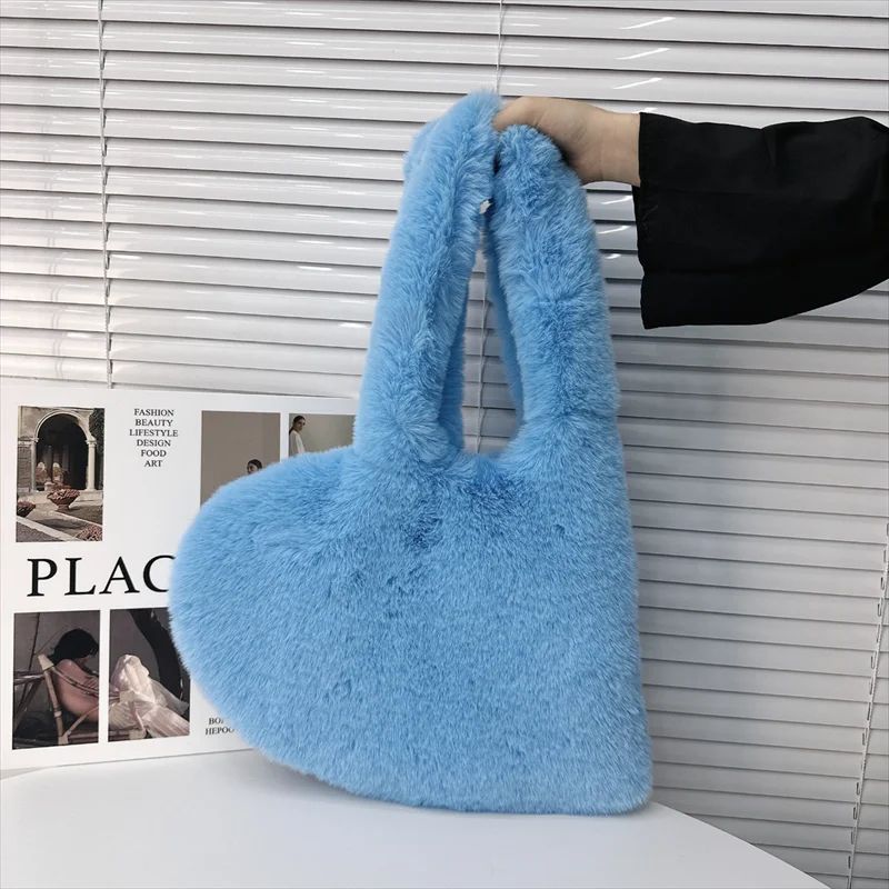 blue fur bag