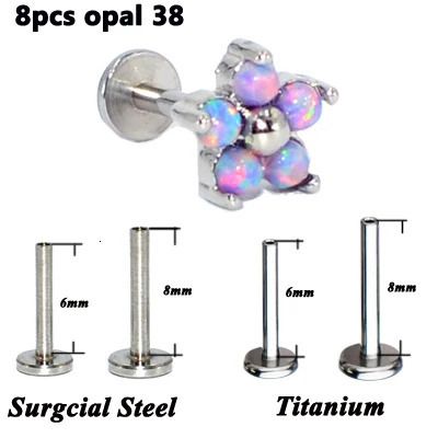 8pcs Opal 38-1.2x6mm Titanium Bar