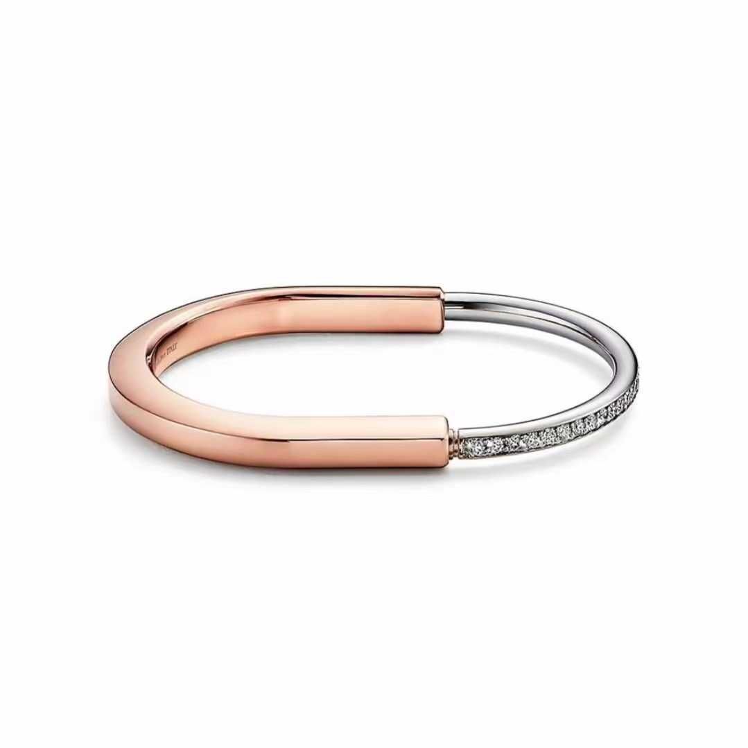 Lock Bracelet Rose Gold (half Diamond)