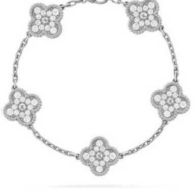 Bracelet à cinq fleurs en argent pur diamant