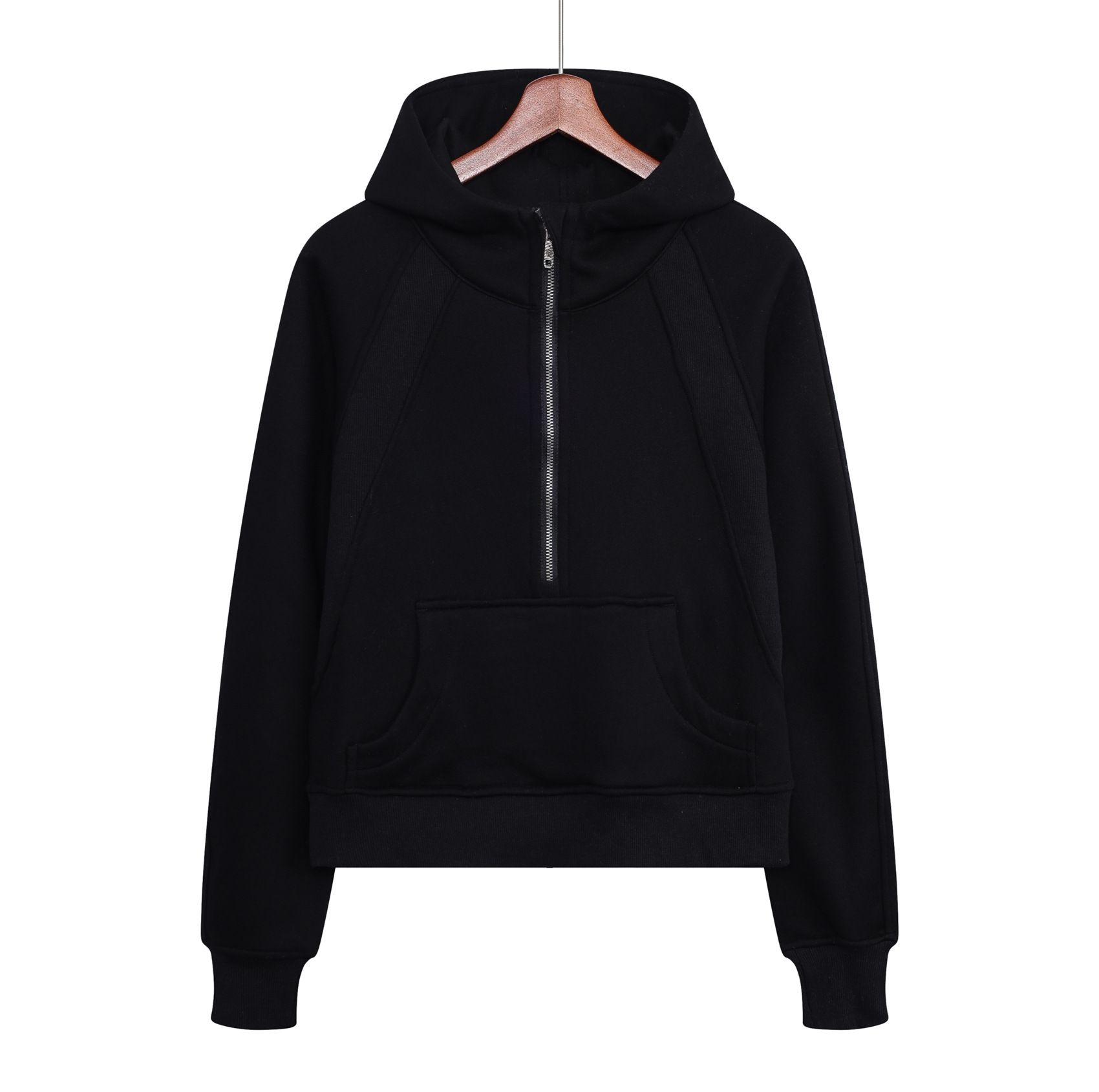 Svart 【Halv-zip hoodie】