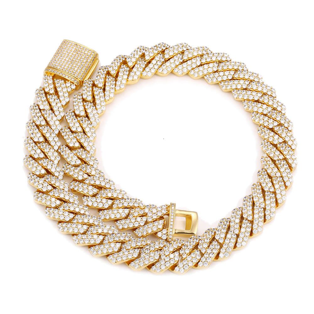 Yellow Gold Moissanite Cuban Link-24in