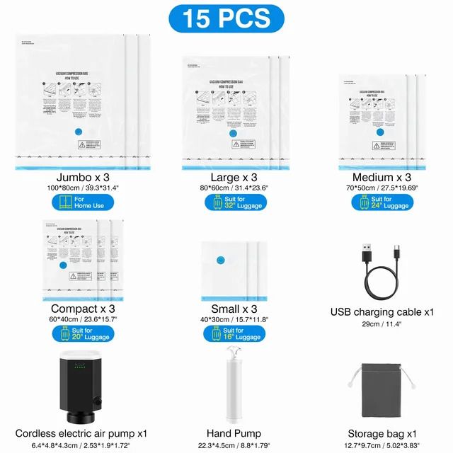 Combo 15 sacs et pompe