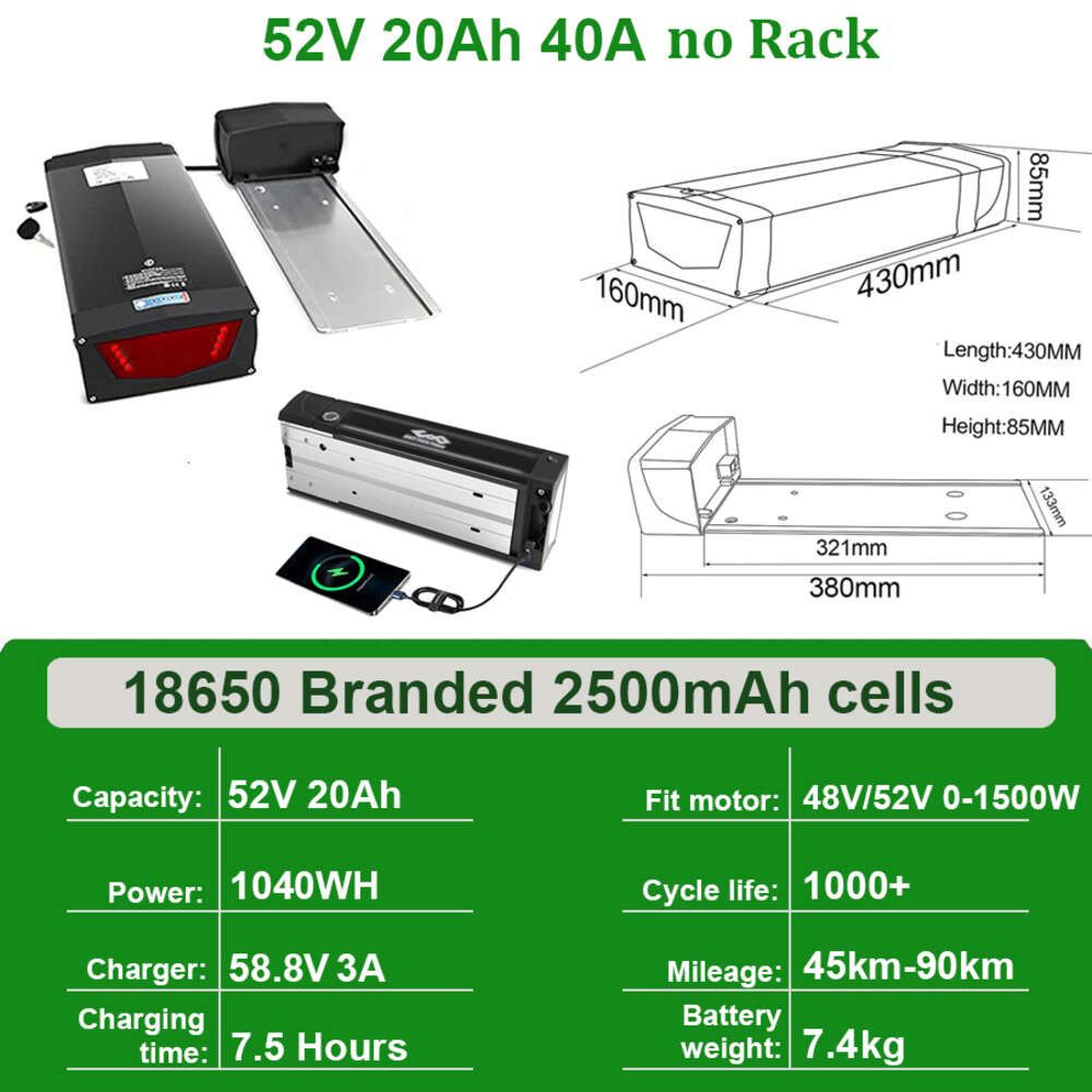 52V 20Ah pour 0-1500W