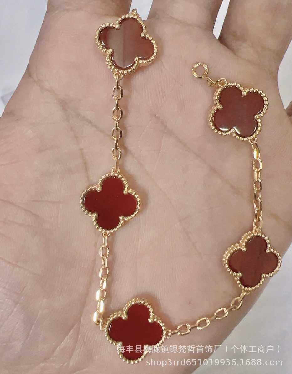 Champagne Gold Red Agate Five Flower B