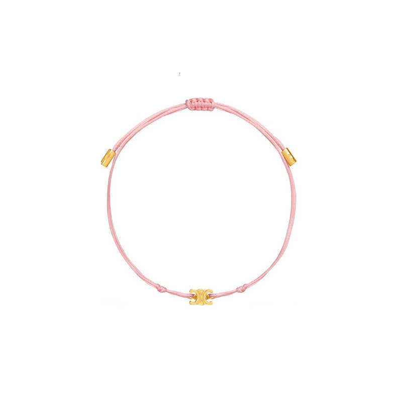 Pink Handrope - Gold Pendant