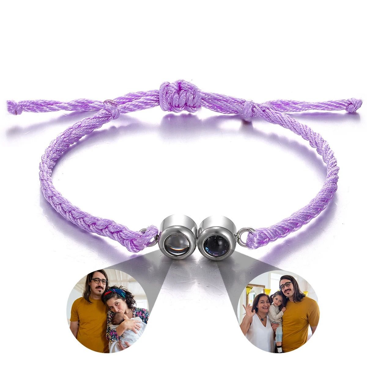 Bracciale viola-perline nere