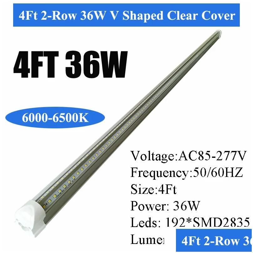 4FT 36W V Integrated Tube Clear Cover