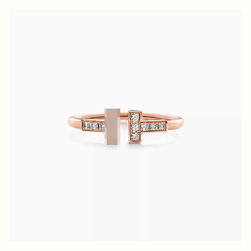 Rose Gold Diamond Double t Ring