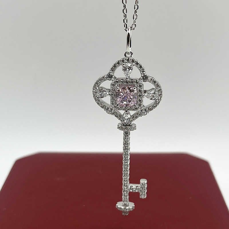 Pink High Carbon Diamond Necklace-925