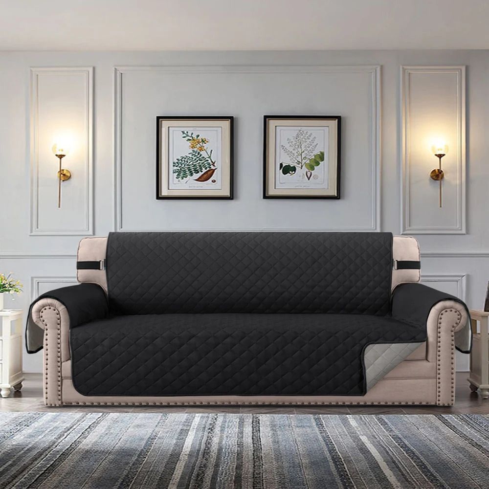 COUVERTURE DE SOFA noir-2 siège (117 cm)