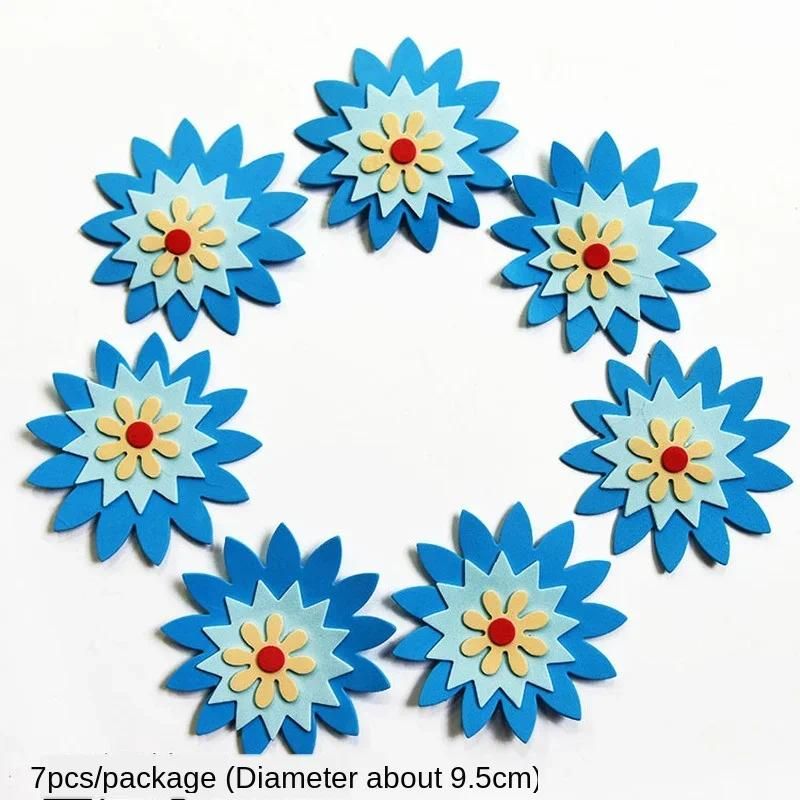 7pcs blue flower