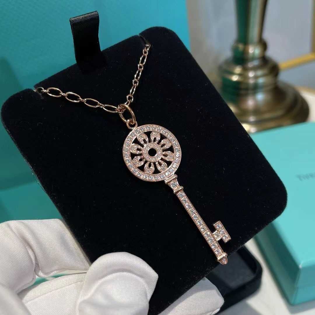 Rose Gold Sunflower Key Necklace