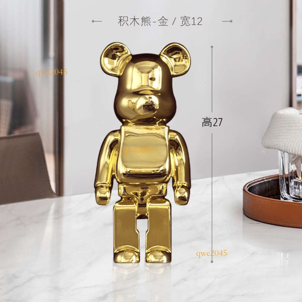 Electroplated building block bear gold