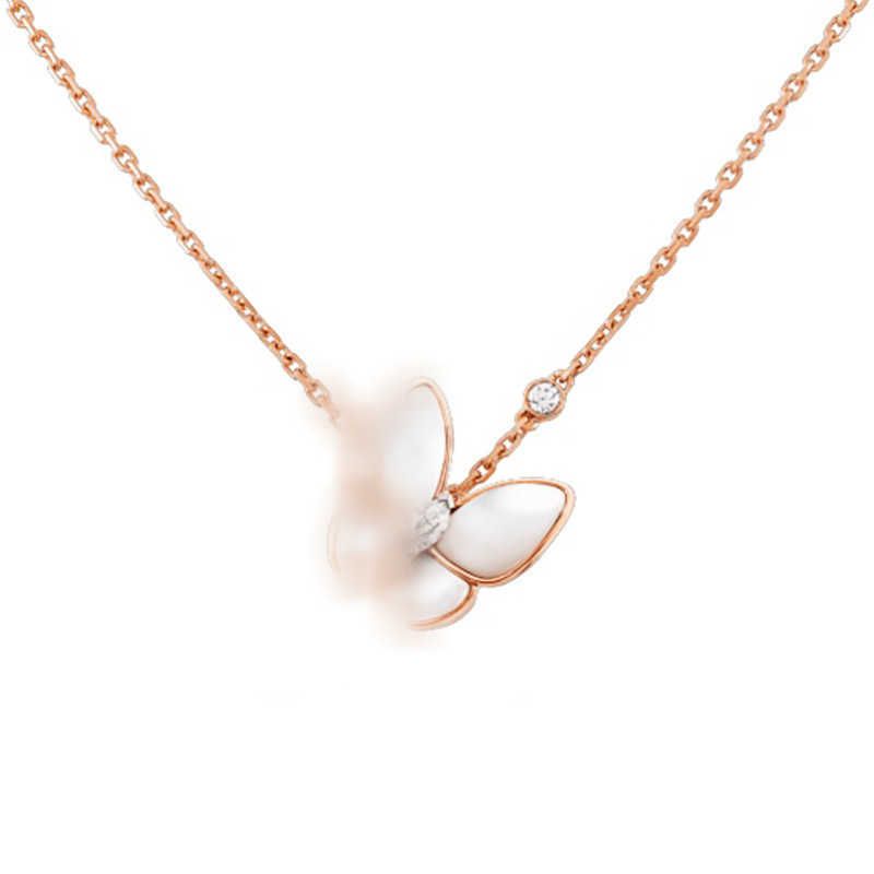 Rose Gold White Farterfly Necklace-925