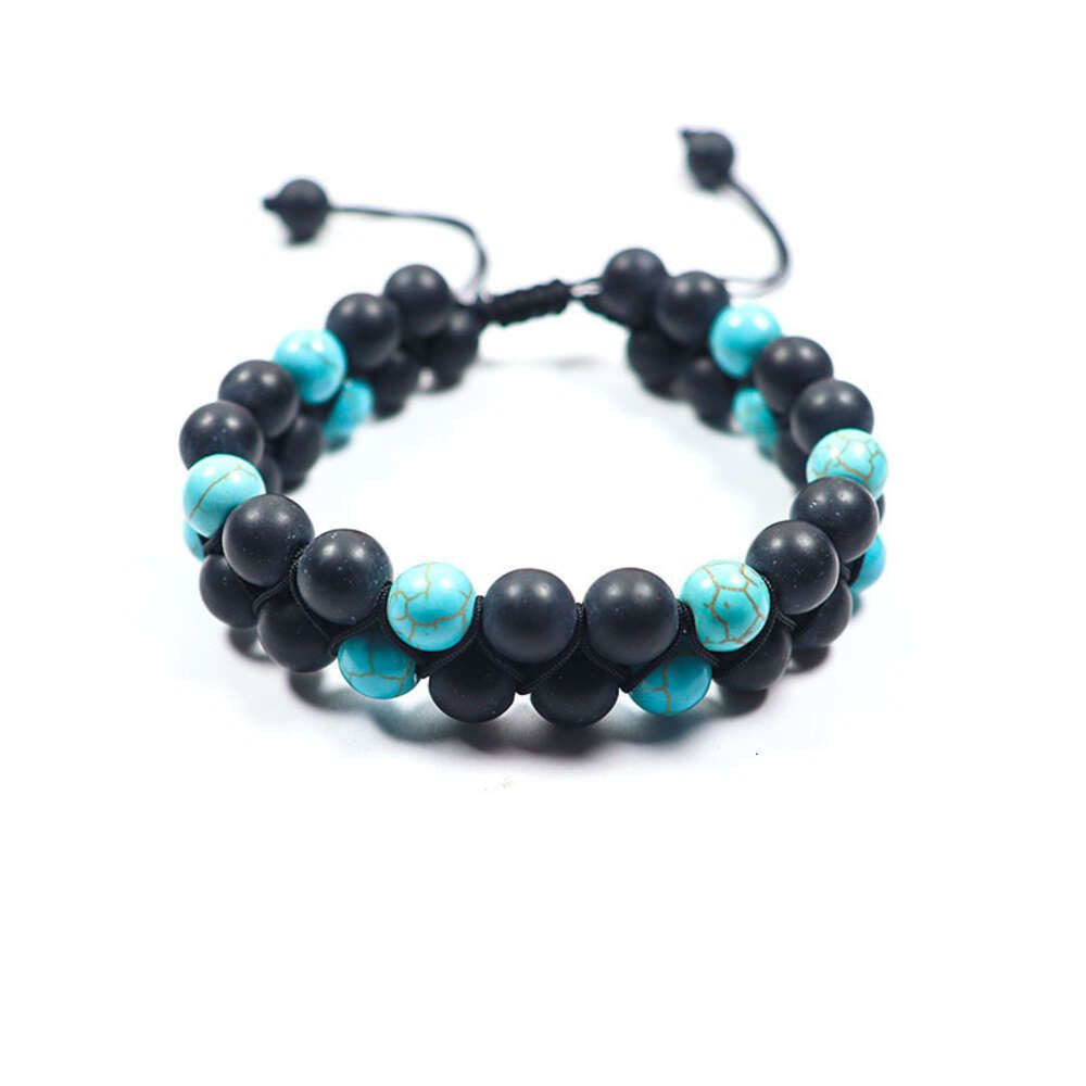 Pulsera tejida de doble capa Negro Azul