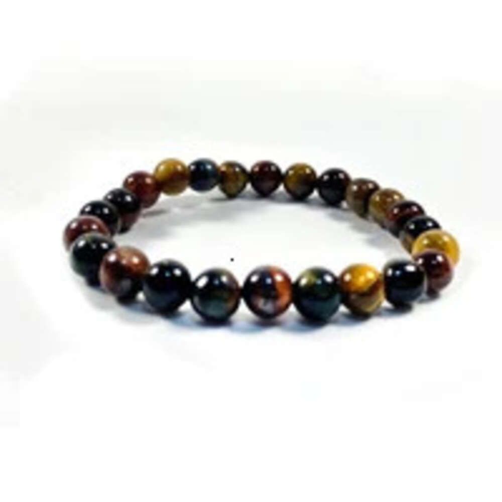 Tre färg Tiger Eye Stone Armband-8mm