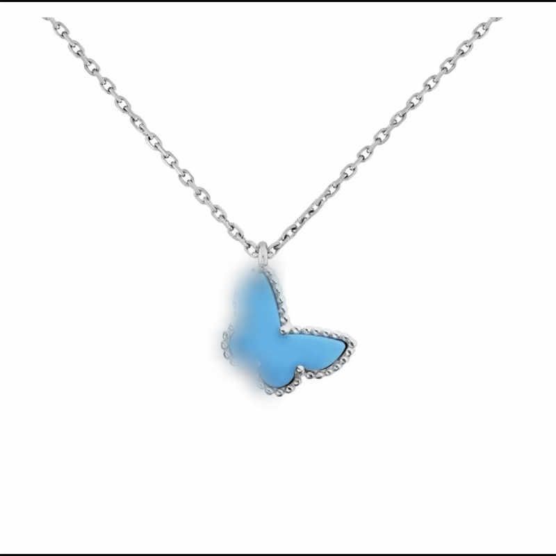 Mini platinblaue Schmetterlings-Halskette –