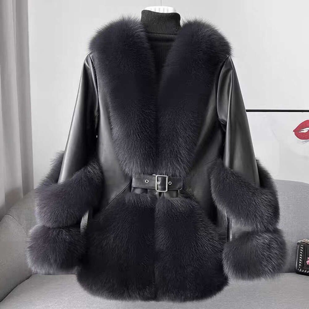 Dark Grey 100% True Fox Fur Grass